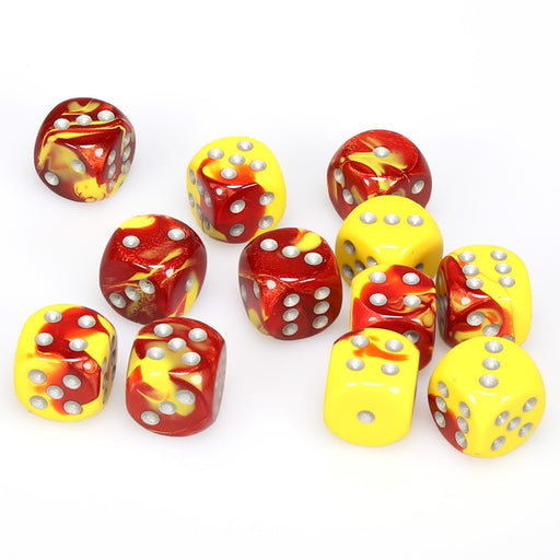 Chessex - Dice Gemini D6 16mm Red Yellow & Silver 1